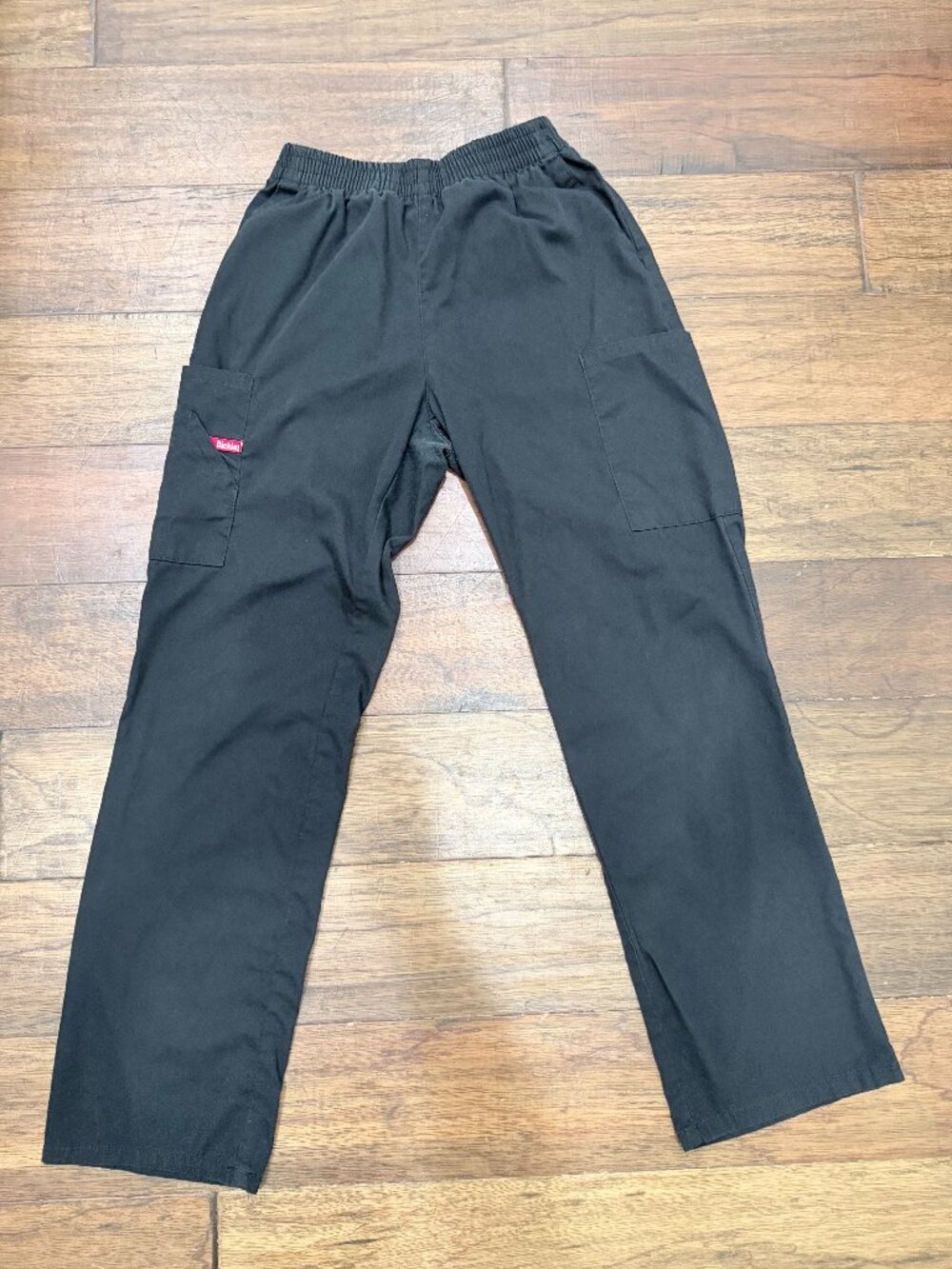Dickies Black Scrub Pants XS Elastic Waist Cargo Pocket Straight Leg